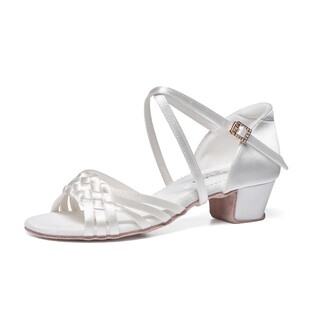 舞贝蕾专业白色拉丁舞鞋女童软底儿童跳舞鞋低跟女孩舞蹈鞋初学者