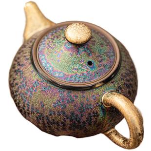 敦煌千佛虹光鎏金杯壶茶具套装窑变茶杯文创礼品长辈父亲生日礼物