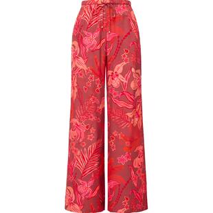 EP雅莹2025夏装新款 桑蚕丝裤子轻薄高腰垂感印花宽松休闲裤6410A