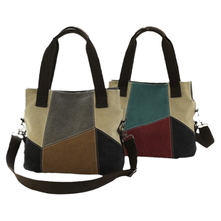 通勤斜挎包女包包帆布手拎包2025新款高级感拼接大容量手提单肩包
