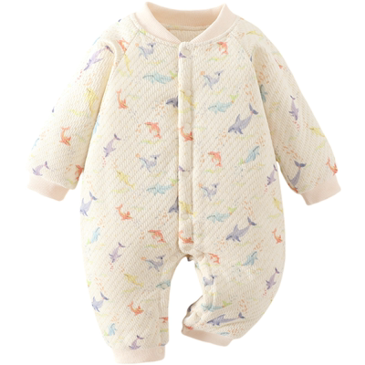 婴儿连体衣a类棉服150g夹棉秋冬季男女宝宝衣服无骨哈衣保暖爬服