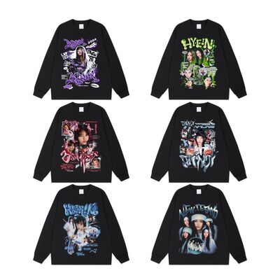 NewJeans女团Minji Hanni  DanieIIe Hearin Hyein印花长短袖T恤