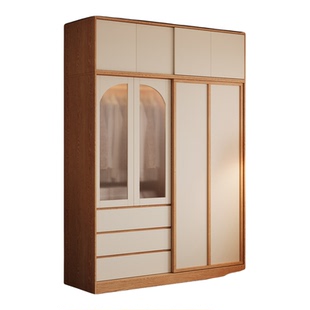 木兜家具袋鼠衣柜家用卧室实木单推拉门款床尾衣橱小户型移门衣柜