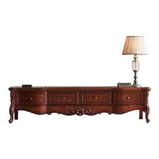 欧式实木电视柜美式奢华客厅中古地柜矮柜影视柜储藏柜简约电视柜