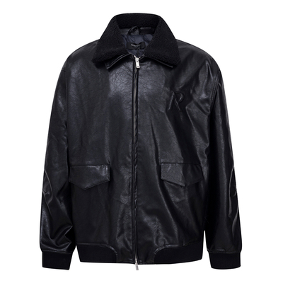 REPRESENT立体R字母毛领皮衣夹克