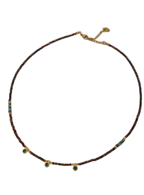 XMR咖色串珠捷克米珠项链