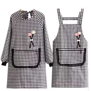 时尚家用厨房做饭围裙长袖洋气防污耐磨套装上班工作服女可爱新款