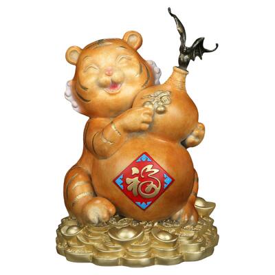 吉善缘福虎临门全铜商务风摆件
