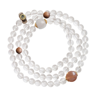 珍藏级巴西天然白水晶手链女款三圈款佛珠手串本命年饰品高档礼物