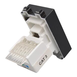 128型RJ11语音插座 黑色免打型信息电话面板模块CAT3四芯压线电话