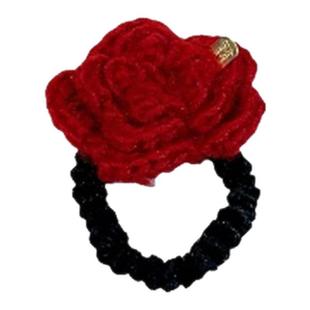 红色毛线扎头发发圈网红2026新款气质花朵头绳女生马尾发绳橡皮筋