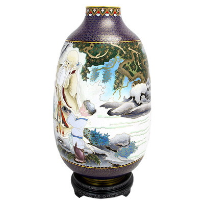 戴嘉林寿比南山送老人北京景泰蓝