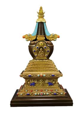 慧宝如来八塔黄铜佛堂桌面摆件
