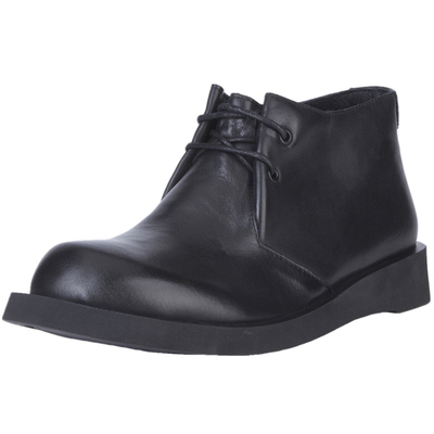 男士加绒圆头系带英伦高帮皮鞋