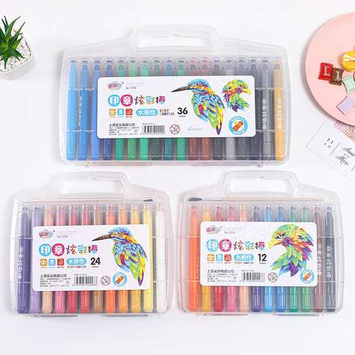炫彩棒水溶性油画棒套装24手提36色色12色批发绘画儿童儿童节礼物