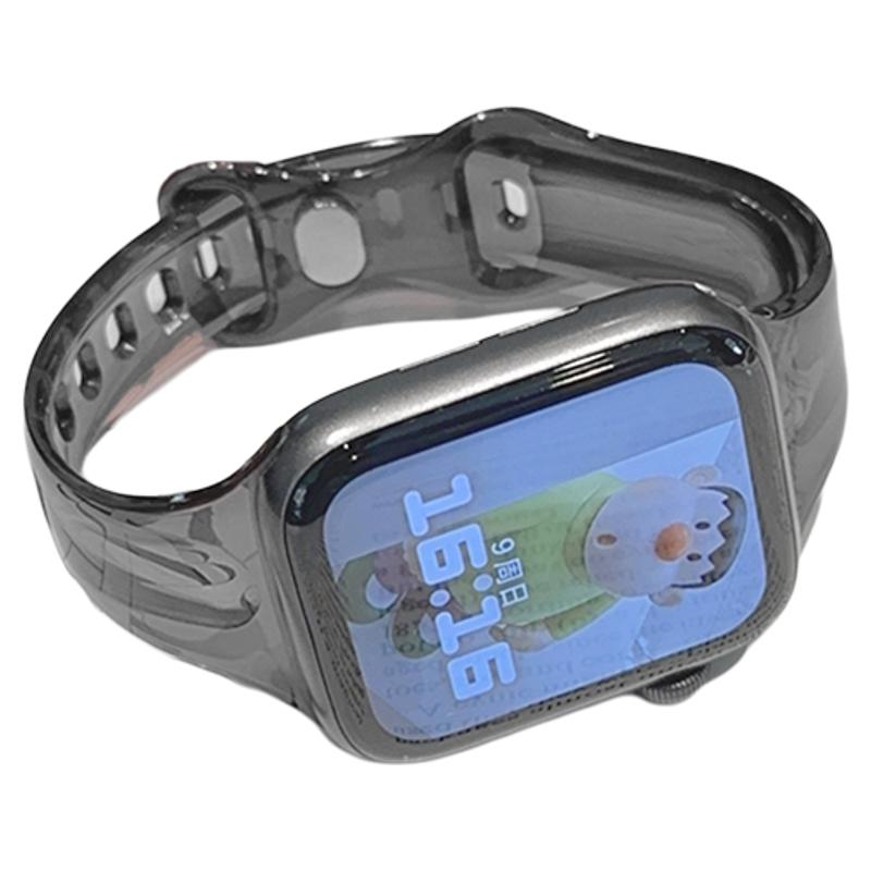 壳里斯iwatch表带S10果冻透明软胶小蛮腰夏天细款小众S6新款s9适用SE苹果Applewatch手表S8高级感S7女款Ultra