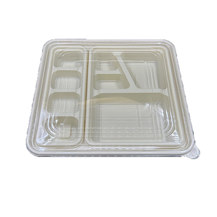 高端一次性韩式八格黑双层套餐盒便当外卖快套餐具盒高端商务餐具