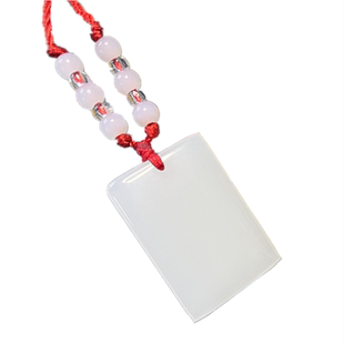 石头大方块项链创意男女高考毕业礼物白玉方牌可定制刻字图形吊坠