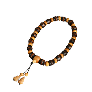 精品天然紫竹鞭手持文玩实心金丝竹手串男女款竹制竹根手链竹把玩