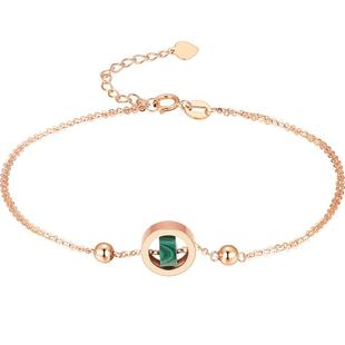 TSL谢瑞麟旋转光环18K金手链玫瑰金孔雀石手饰女士64968