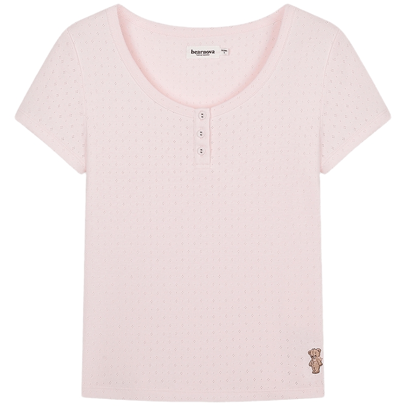 TEENIEWEENIE bearnova【精梳棉】2025年秋季新款女装针织提花T恤