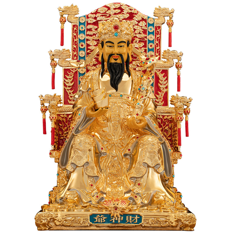 纯铜鎏金文财神佛像家用供奉摆件