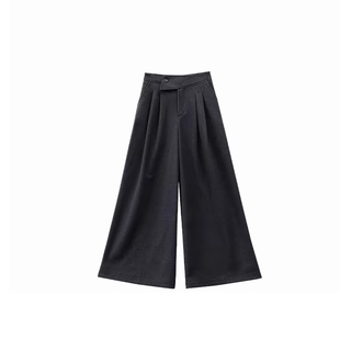 高个子175cm加长款超长款秋冬加厚黑灰毛呢高腰宽松阔腿拖地裤