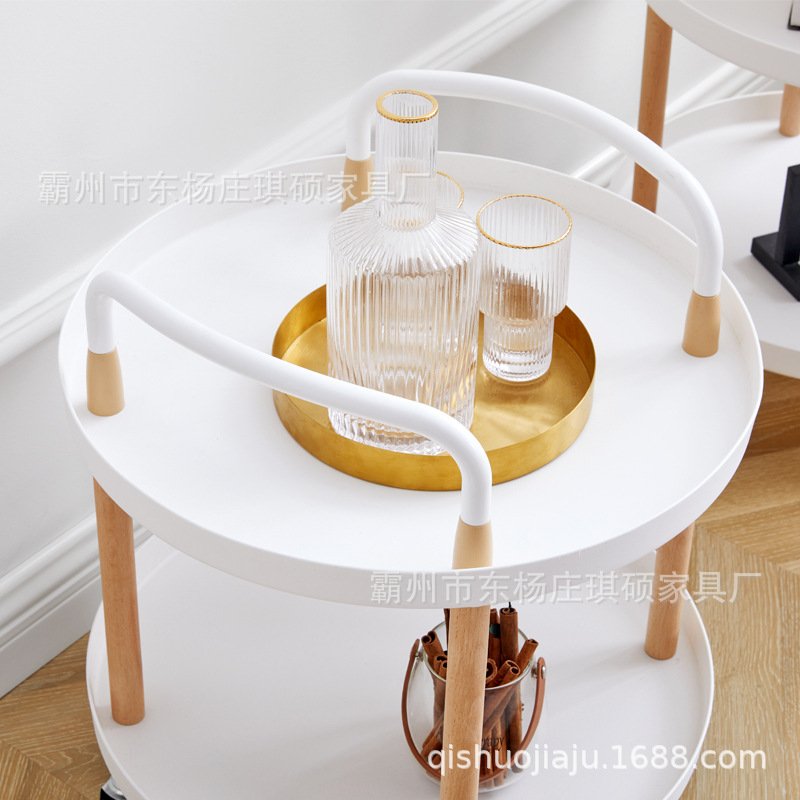 网红北欧风简约置物架可落地移动收纳带架小推车茶几卧室客厅刹车