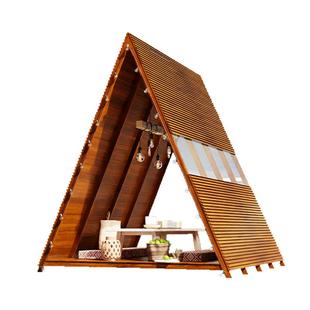 户外景区三角小木屋组装庭院遮阳茶棚阳光房屋顶花园凉亭天台帐篷