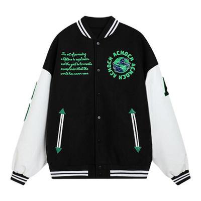 国潮原创绿色美式落肩袖棒球服