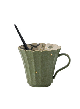 画续绿釉洒金内绘雏菊咖啡杯