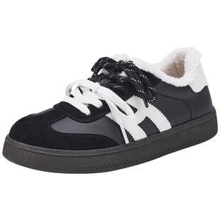 热风加绒德训鞋女2025年冬季新款保暖休闲鞋平底板鞋运动女鞋子