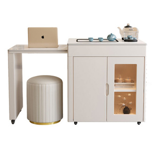 轻奢岩板可伸缩茶桌椅组合家用阳台小户型移动泡茶台烧水壶一体