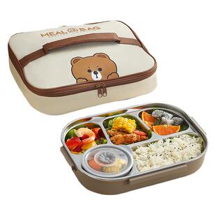 学生饭盒袋手提包方形扁平保温饭盒袋餐盒手提袋带饭包饭袋便当包