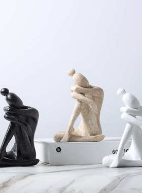 现北欧诧寂风树脂埋头抱膝人物书档书靠雕塑摆件家居样板间饰品