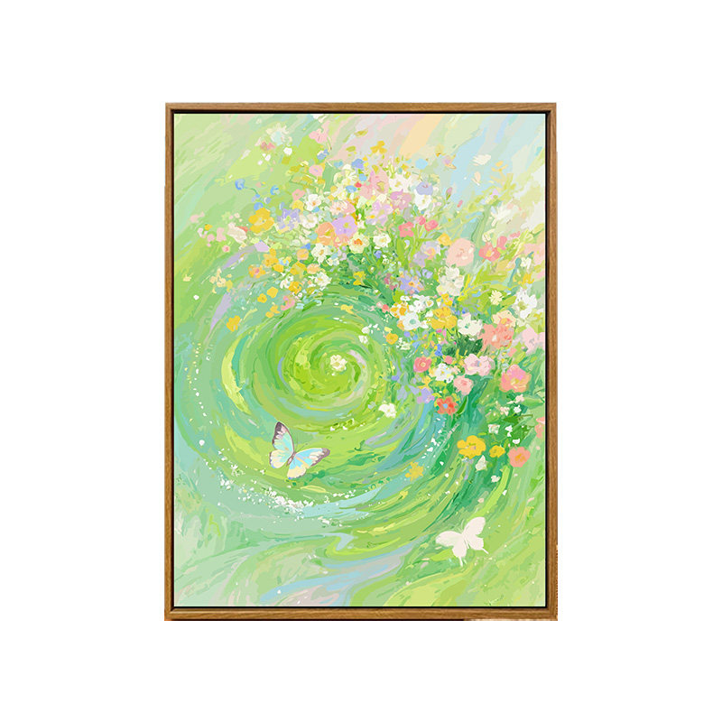 花海蝴蝶diy数字油画填涂色手工绘春色绿意治愈系花卉油彩装饰画