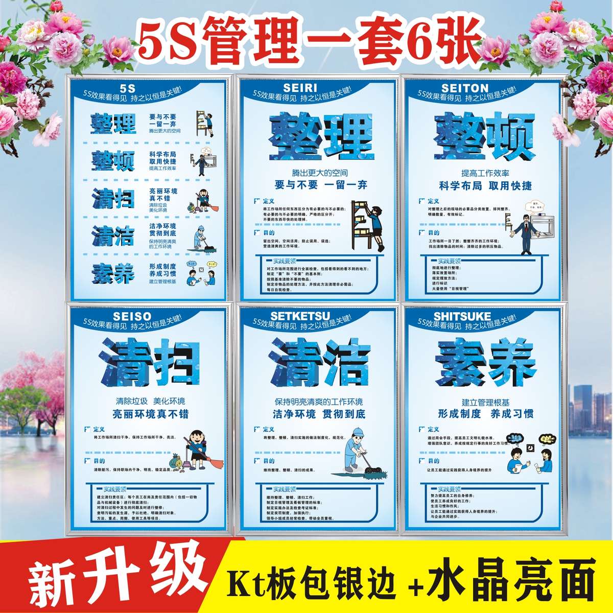 包邮5S管理标识牌工厂企业生产6S车间宣传标语7S宣传看板8S挂图KT