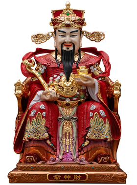 纯铜冰金彩财神爷佛像家用摆件