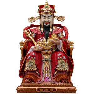 纯铜冰金彩财神爷佛像家用摆件
