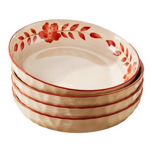 日式盘子菜盘家用2025新款陶瓷8寸深盘釉下彩炒菜碟子高级感餐具