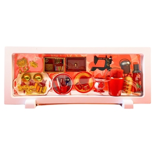 迷你小玩具微缩食玩娃屋过家家小布粘土场景怀旧婚礼嫁妆套装模型