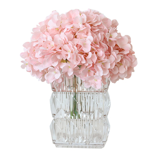 轻奢法式绣球花艺仿真花假花花束水晶花瓶玄关桌面酒店前台装饰花