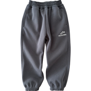 软绵绵的一体绒~秋冬季男童加绒运动裤中大童防风保暖加厚休闲裤