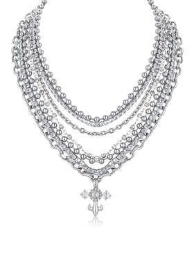 1JINNM2M鸢尾花多层叠戴项链