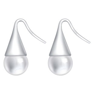 Songette「天使之泪」原创天然白水晶经典水滴小灯泡纯银耳环耳钩