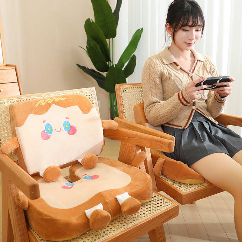 记忆棉吐司靠垫办公室久坐屁垫护腰靠背汽车载坐垫靠枕一体座椅垫