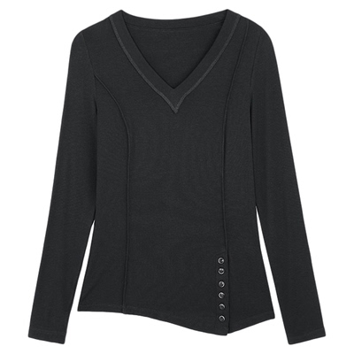 莱赛尔绵羊毛V领针织衫个性上衣