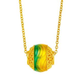 周大生国家宝藏联名|千里江山古法黄金项链女足金路路通套链吊坠