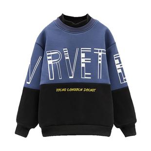 三层加绒特厚男童卫衣加厚半高领中大童儿童男孩保暖上衣外套新款