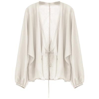 COCOBELLA璀璨星河手工烫钻女微透视蝙蝠袖雪纺衫开衫SN7001